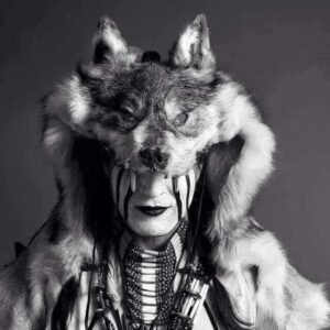 A shaman practicing a wolf spirit ritual.